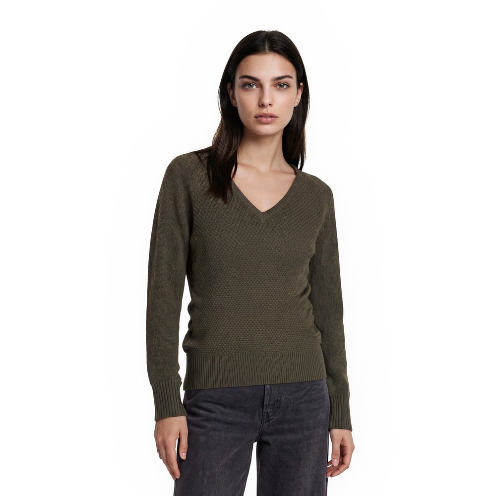 The North Face Sweater Women's Size Medium Olive Green Textured Wool Blend